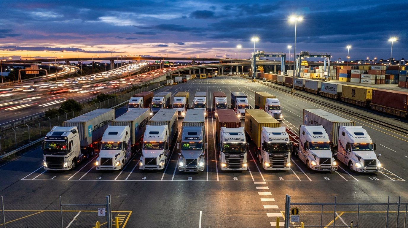 Commercial Road Transport Fleet at Intermodal Terminal