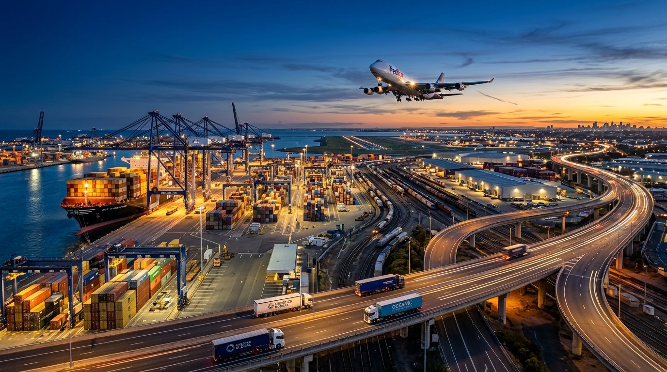 Multi-modal air, sea, and road freight logistics network